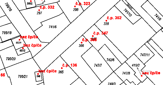 Staňkov II 346, Staňkov na parcele st. 366 v KÚ Staňkov-ves, Katastrální mapa