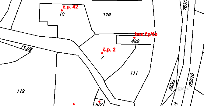 Luby 2, Klatovy na parcele st. 7 v KÚ Luby, Katastrální mapa