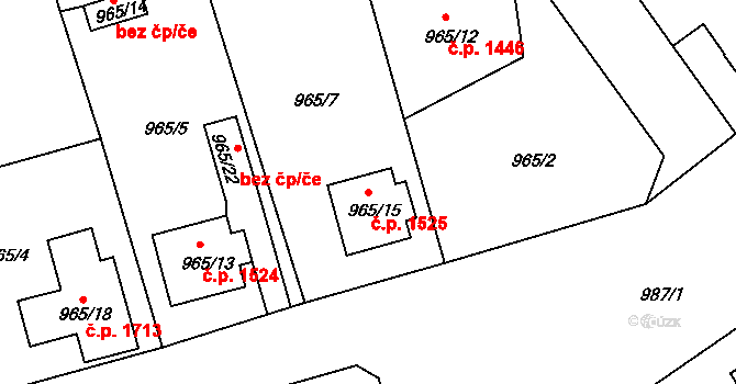 Turnov 1525 na parcele st. 965/15 v KÚ Turnov, Katastrální mapa