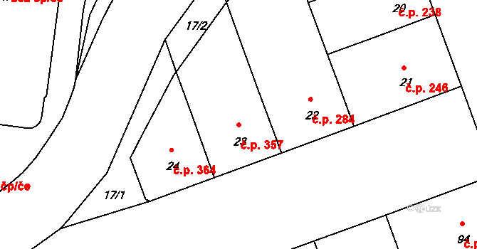 Nusle 357, Praha na parcele st. 23 v KÚ Nusle, Katastrální mapa