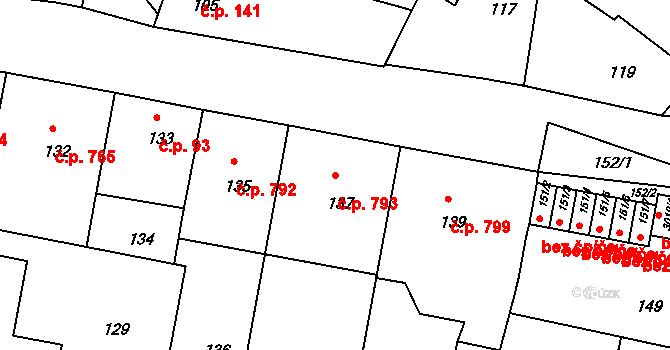 Nusle 793, Praha na parcele st. 137 v KÚ Nusle, Katastrální mapa