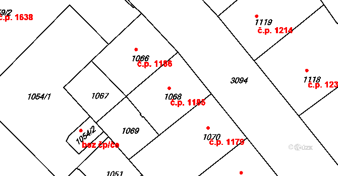 Nusle 1185, Praha na parcele st. 1068 v KÚ Nusle, Katastrální mapa