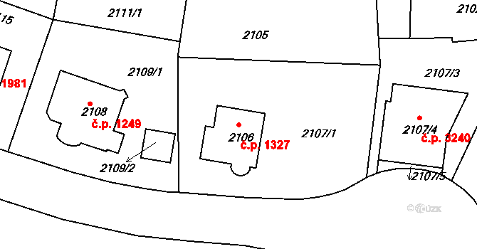 Smíchov 1327, Praha na parcele st. 2106 v KÚ Smíchov, Katastrální mapa