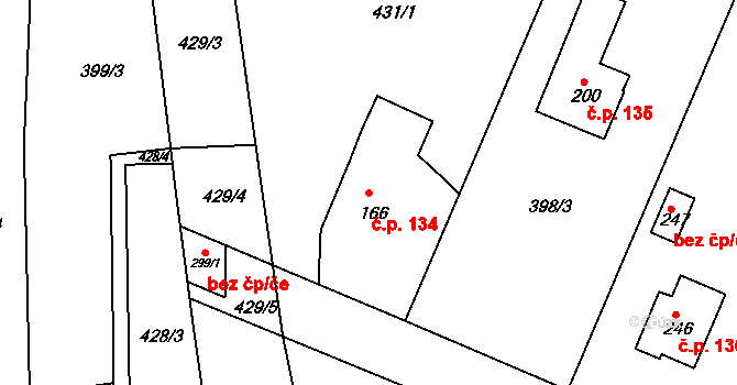 Starý Rožmitál 134, Rožmitál pod Třemšínem na parcele st. 166 v KÚ Starý Rožmitál, Katastrální mapa