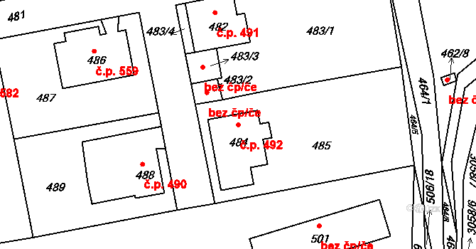 Sedlčany 492 na parcele st. 484 v KÚ Sedlčany, Katastrální mapa