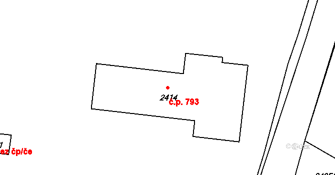 Sedlčany 793 na parcele st. 2414 v KÚ Sedlčany, Katastrální mapa
