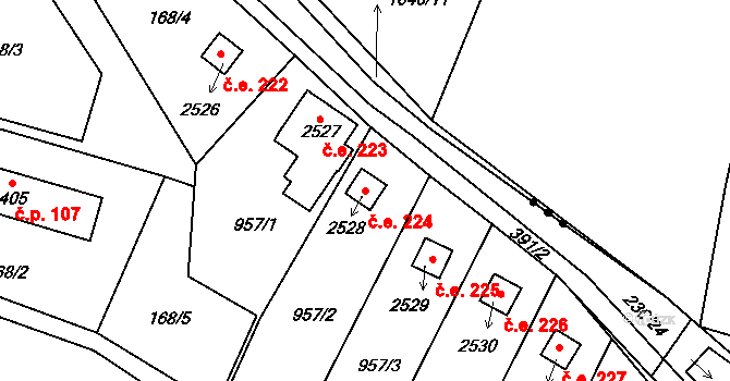 Sezimovo Ústí 224 na parcele st. 2528 v KÚ Sezimovo Ústí, Katastrální mapa