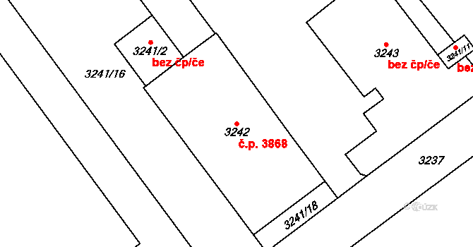 Chomutov 3868 na parcele st. 3242 v KÚ Chomutov I, Katastrální mapa