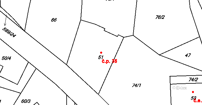 Kotel 35, Osečná na parcele st. 51 v KÚ Kotel, Katastrální mapa