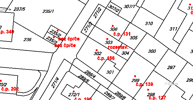 Pražské Předměstí 156, Bílina na parcele st. 302 v KÚ Bílina, Katastrální mapa