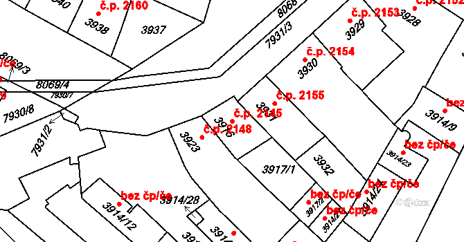 Prostějov 2145 na parcele st. 3916 v KÚ Prostějov, Katastrální mapa