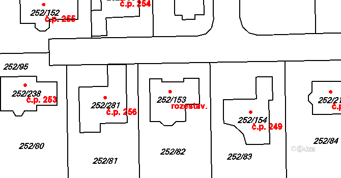 Litvínovice 251 na parcele st. 252/153 v KÚ Litvínovice, Katastrální mapa