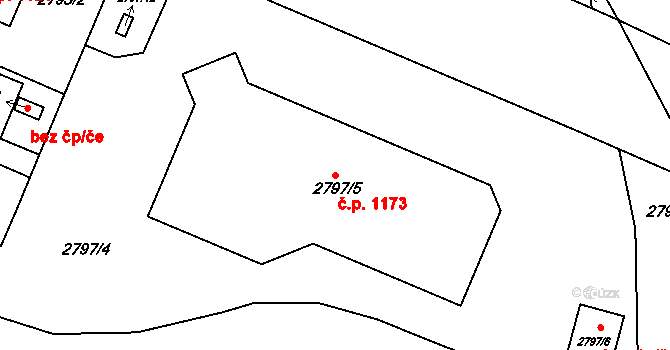 Černovice 1173, Brno na parcele st. 2797/5 v KÚ Černovice, Katastrální mapa