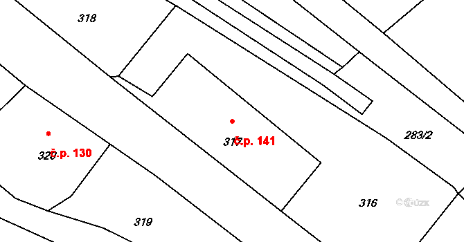 Proseč nad Nisou 141, Jablonec nad Nisou na parcele st. 317 v KÚ Proseč nad Nisou, Katastrální mapa