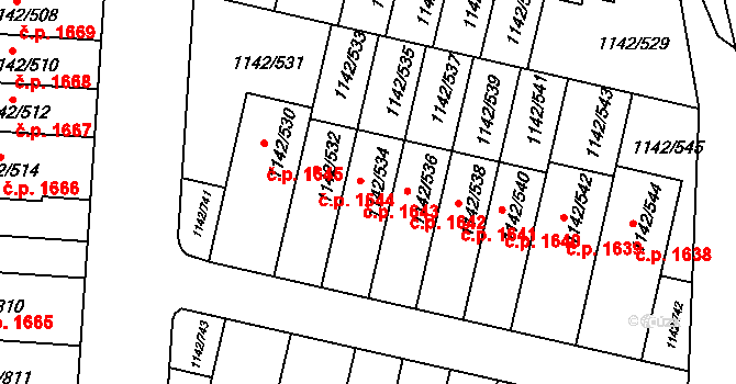 Řepy 1643, Praha na parcele st. 1142/534 v KÚ Řepy, Katastrální mapa
