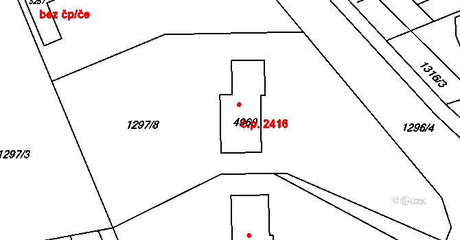 Blansko 2416 na parcele st. 4960 v KÚ Blansko, Katastrální mapa