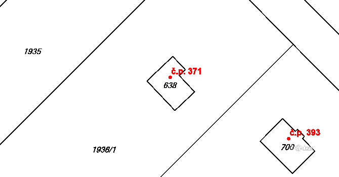 Milíkov 371 na parcele st. 638 v KÚ Milíkov u Jablunkova, Katastrální mapa