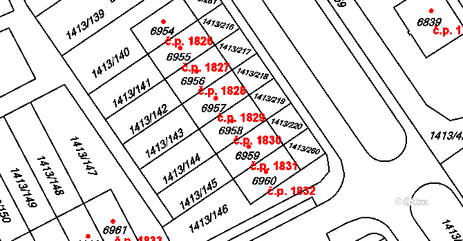 Beroun-Město 1830, Beroun na parcele st. 6958 v KÚ Beroun, Katastrální mapa