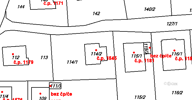 Hořovice 1545 na parcele st. 114/2 v KÚ Velká Víska, Katastrální mapa