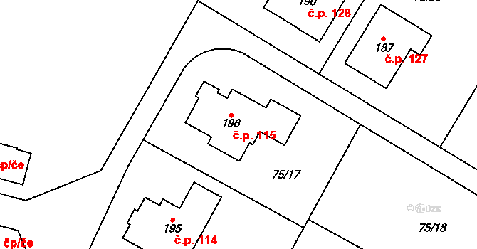 Noutonice 115, Lichoceves na parcele st. 196 v KÚ Noutonice, Katastrální mapa
