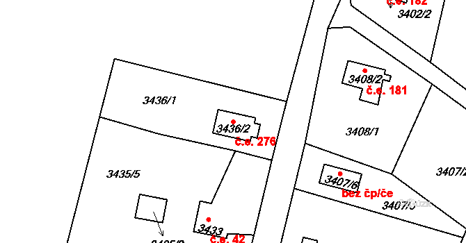 Rumburk 1 276, Rumburk na parcele st. 3436/2 v KÚ Rumburk, Katastrální mapa