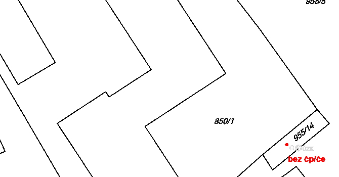 Vyškov-Předměstí 789, Vyškov na parcele st. 850/3 v KÚ Vyškov, Katastrální mapa