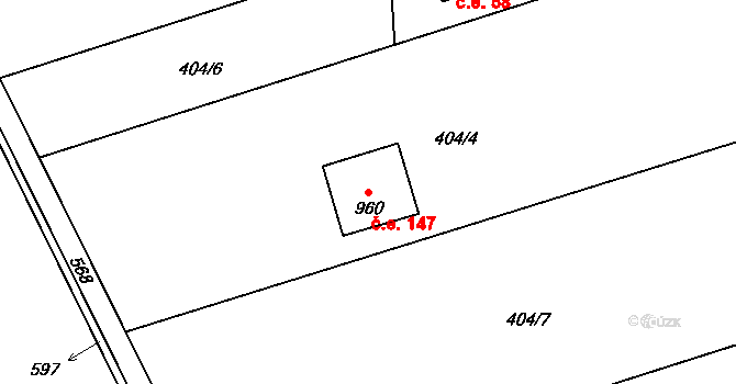 Přerov II-Předmostí 147, Přerov na parcele st. 960 v KÚ Předmostí, Katastrální mapa