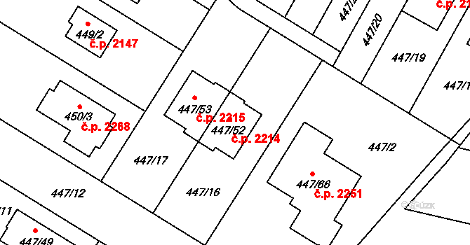 Bolevec 2214, Plzeň na parcele st. 447/52 v KÚ Bolevec, Katastrální mapa
