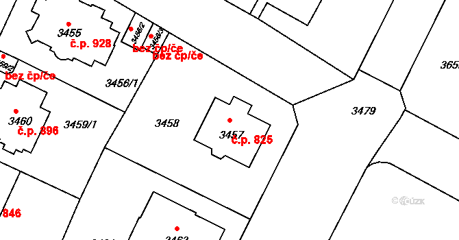Předměstí 825, Litoměřice na parcele st. 3457 v KÚ Litoměřice, Katastrální mapa