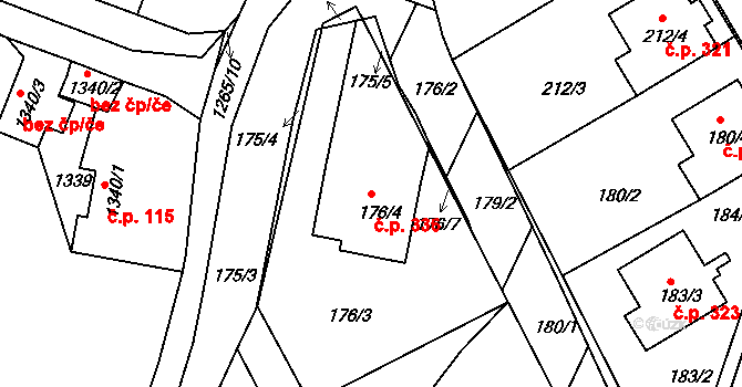 Pokratice 336, Litoměřice na parcele st. 176/4 v KÚ Pokratice, Katastrální mapa
