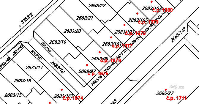 Benešov 1976 na parcele st. 2683/99 v KÚ Benešov u Prahy, Katastrální mapa