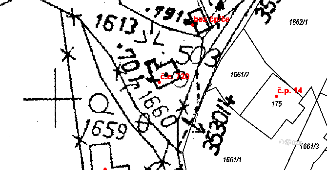 Koberovy 720 na parcele st. 701 v KÚ Koberovy, Katastrální mapa