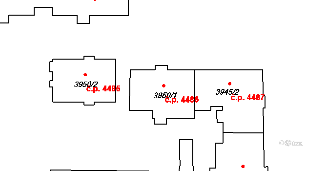 Poruba 4486, Ostrava na parcele st. 3950/1 v KÚ Poruba-sever, Katastrální mapa