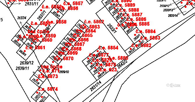 Kadaň 5854 na parcele st. 2640/2 v KÚ Kadaň, Katastrální mapa