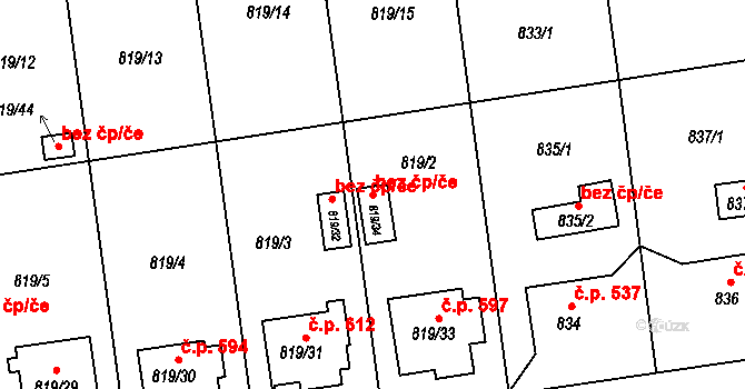 Bolatice 38077001 na parcele st. 819/34 v KÚ Bolatice, Katastrální mapa