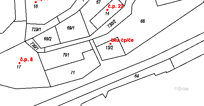 Hracholusky 38601001 na parcele st. 15/2 v KÚ Hracholusky nad Berounkou, Katastrální mapa