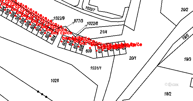 Ohrazenice 38847001 na parcele st. 610 v KÚ Ohrazenice u Turnova, Katastrální mapa