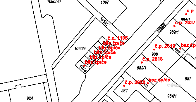 Chomutov 39098001 na parcele st. 1071 v KÚ Chomutov II, Katastrální mapa