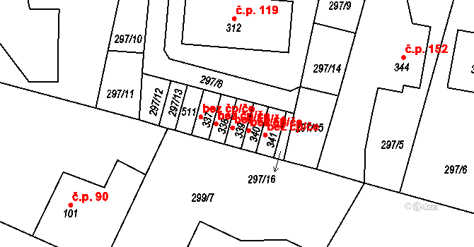 Velichovky 40113001 na parcele st. 340 v KÚ Velichovky, Katastrální mapa