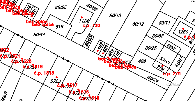 Pardubice 40414001 na parcele st. 492 v KÚ Studánka, Katastrální mapa