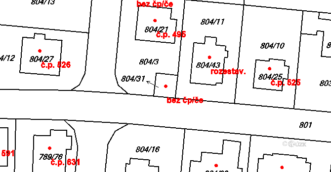 Rudolfov 40544001 na parcele st. 804/31 v KÚ Rudolfov u Českých Budějovic, Katastrální mapa