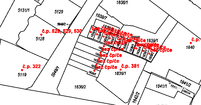 Liberec 40816001 na parcele st. 1835/2 v KÚ Liberec, Katastrální mapa