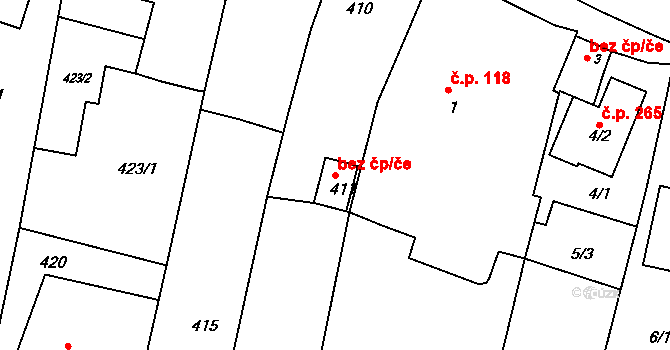 Lípa 41195001 na parcele st. 411 v KÚ Lípa nad Dřevnicí, Katastrální mapa