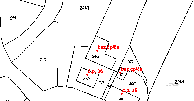 Boskovice 41334001 na parcele st. 34/2 v KÚ Bačov, Katastrální mapa