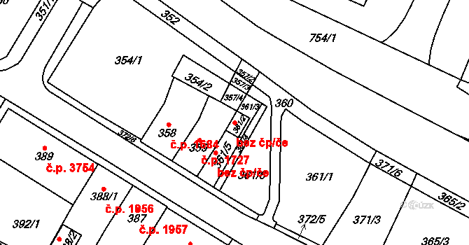 Chomutov 41751001 na parcele st. 361/2 v KÚ Chomutov I, Katastrální mapa