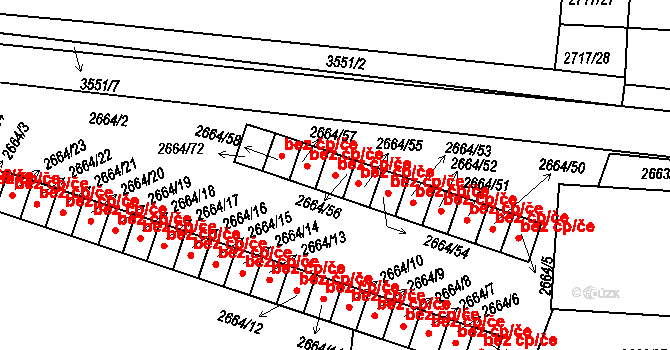 Holešov 43530001 na parcele st. 2664/56 v KÚ Holešov, Katastrální mapa