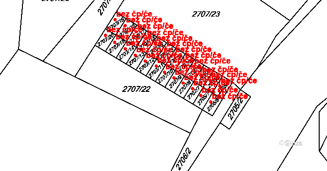 Tachov 44062001 na parcele st. 2707/10 v KÚ Tachov, Katastrální mapa