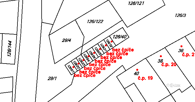 Branišovice 44577001 na parcele st. 126/29 v KÚ Branišovice, Katastrální mapa