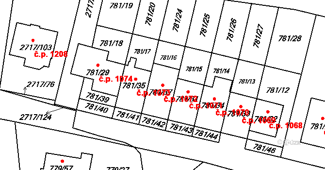 Kylešovice 1072, Opava na parcele st. 781/37 v KÚ Kylešovice, Katastrální mapa