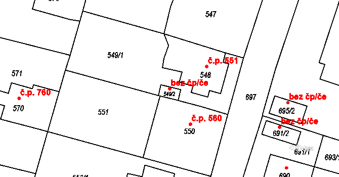 Mohelnice 44913001 na parcele st. 549/2 v KÚ Mohelnice, Katastrální mapa